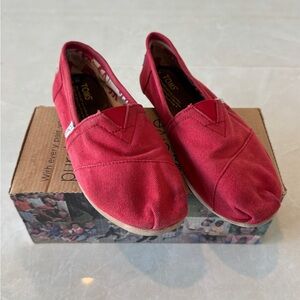 TOMS Red Canvas Slip-Ons